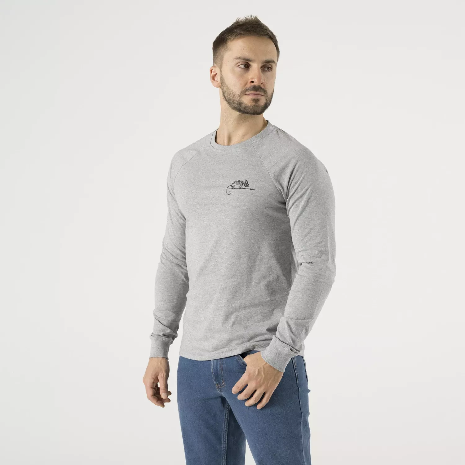 T-shirt Long Sleeve (Helikon-Tex Logo) - Mid Grey Melange