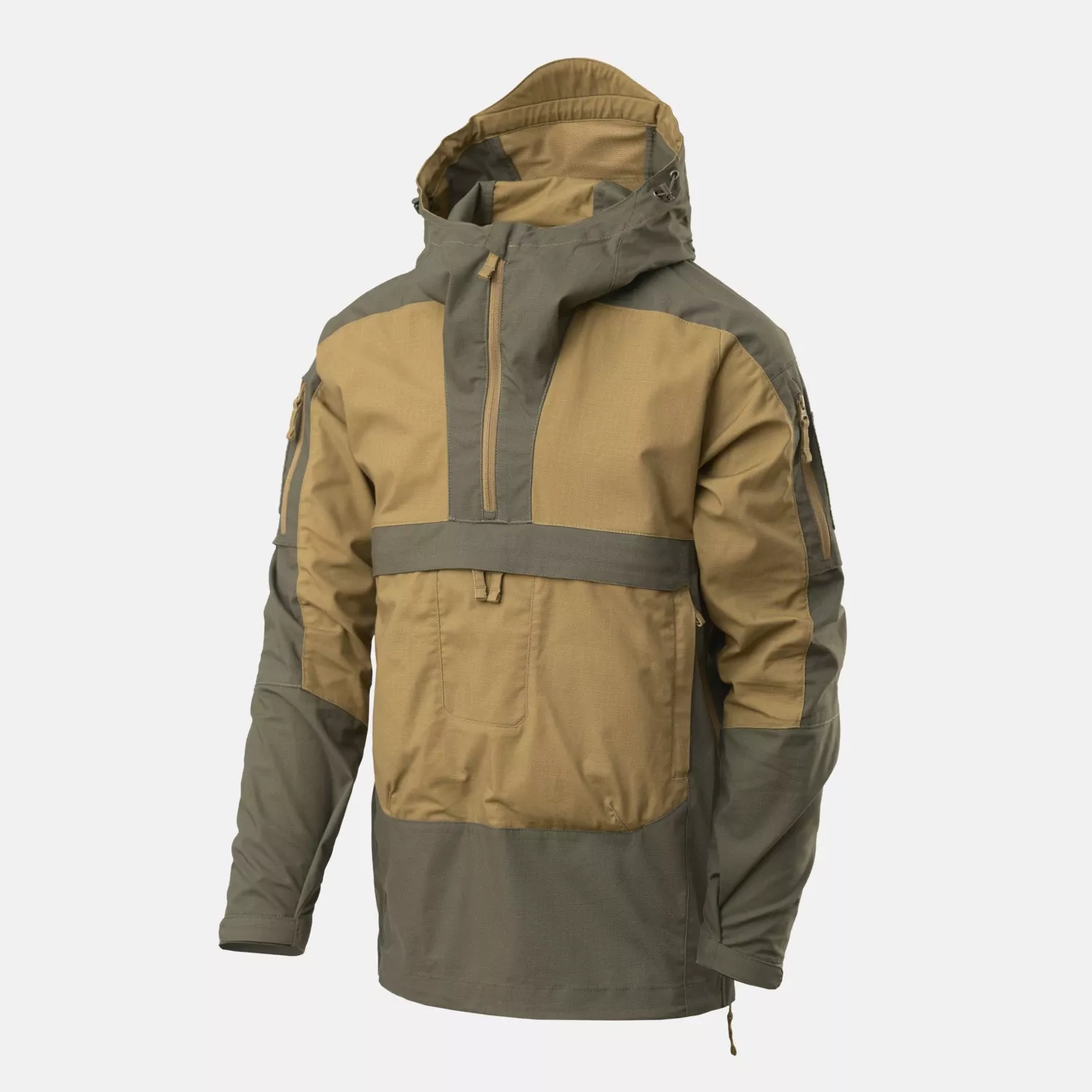 Tracer Anorak Jacket - Polycotton Stretch Ripstop - Coyote / Taiga Green
